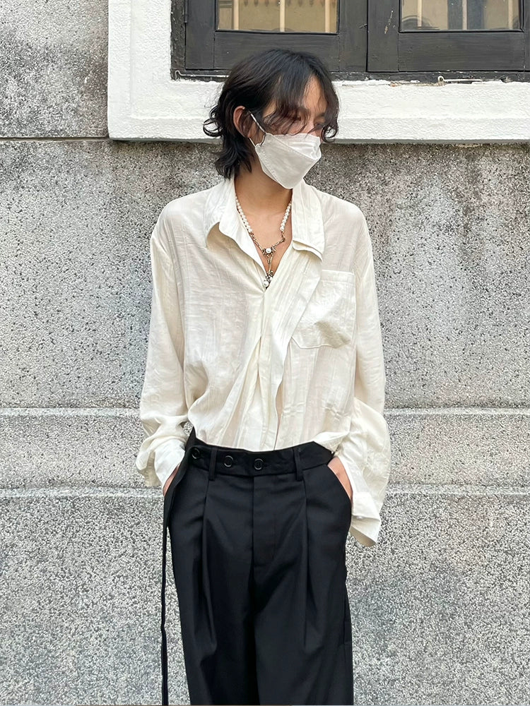 Beige Linen Long Sleeve Shirt