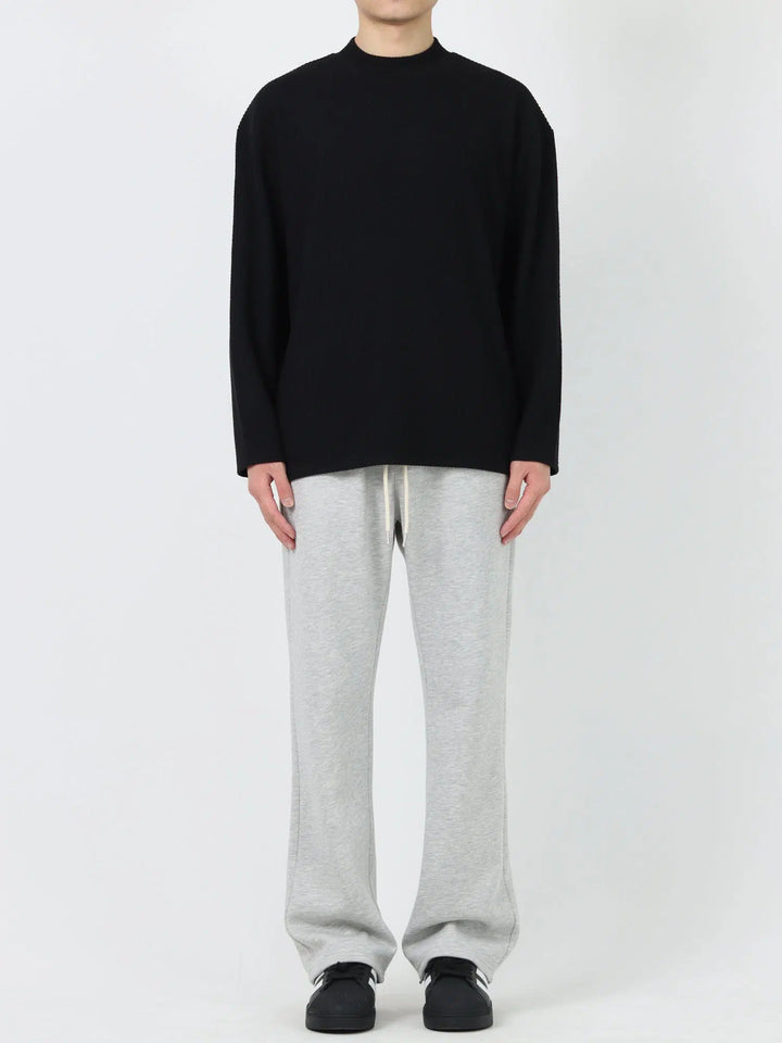 Textured Mid-neck Long-sleeve Pullover-The Korean Fashion