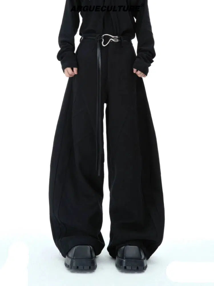 High-waist Wide-leg Pleated Trousers-The Korean Fashion