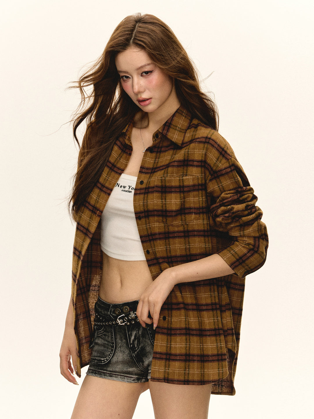 Plaid Retro Loose Long-Sleeve Shirt