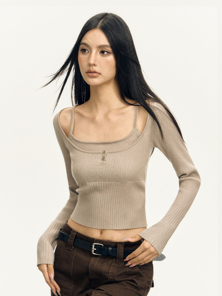 Slim Fit Long-Sleeved Knit Top