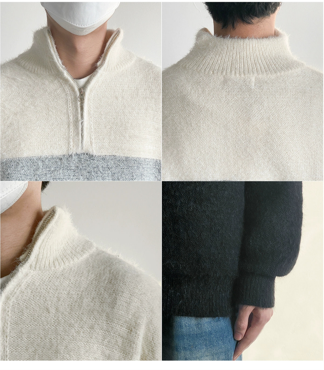 Stand Collar Mohair Knit Sweater