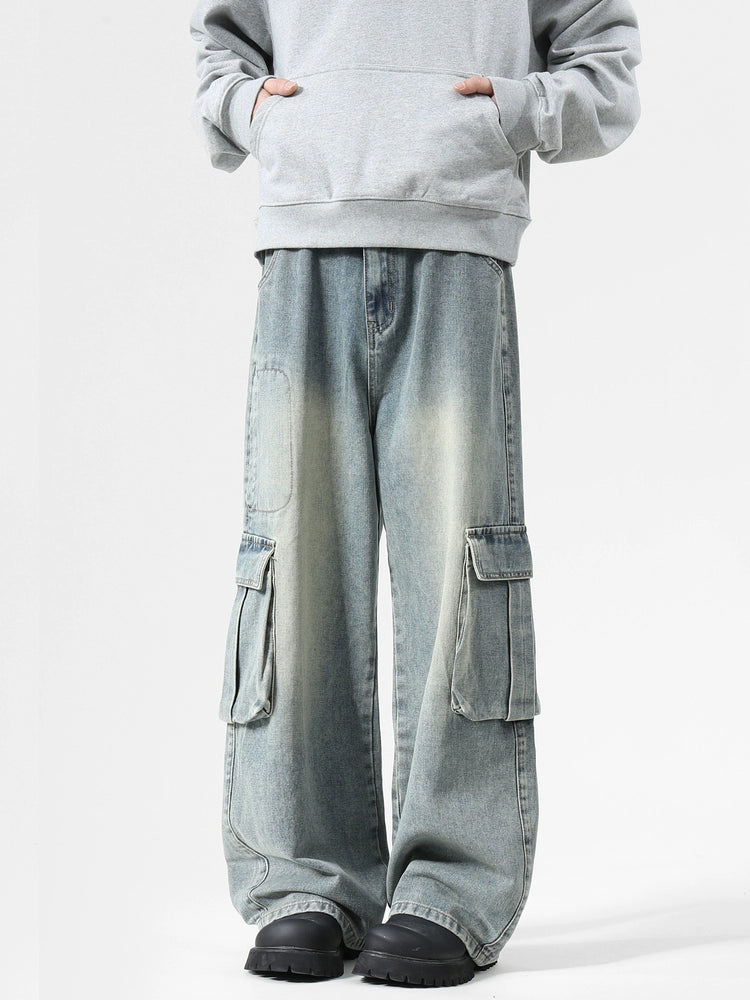 Loose Wide-Leg Cargo Jeans