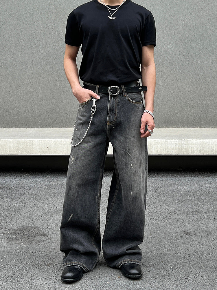 Dark Grey Straight-leg Jeans