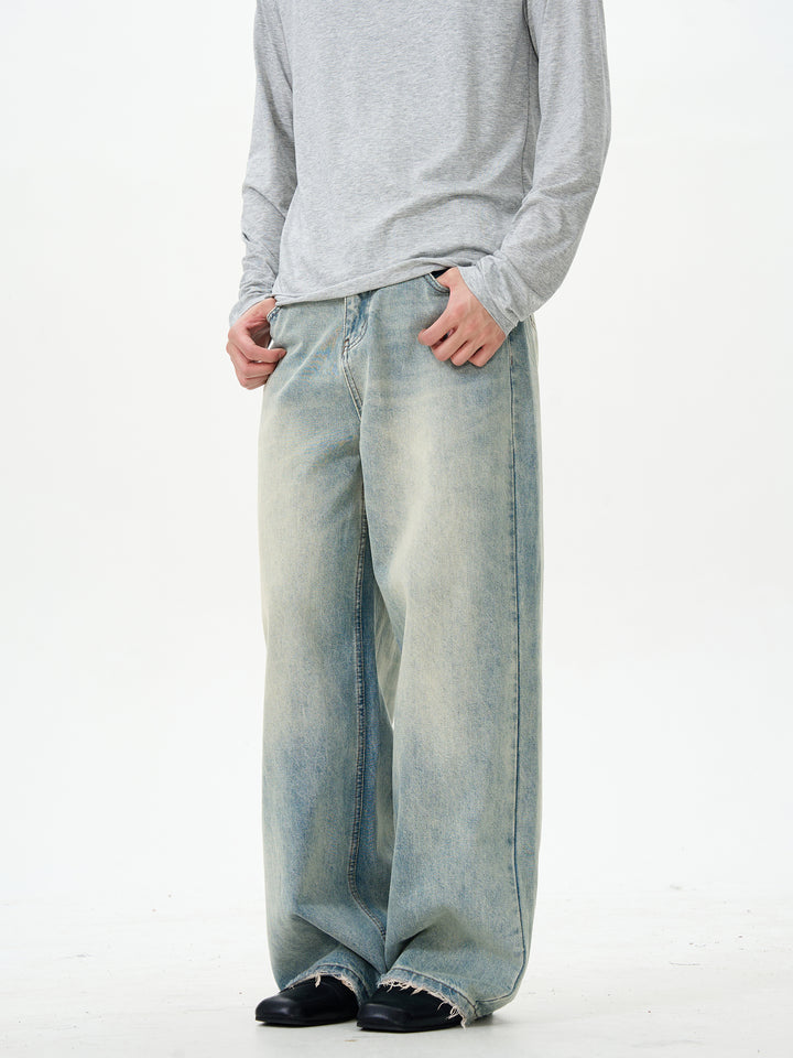 Loose-fit Straight-leg Raw Edge Jeans