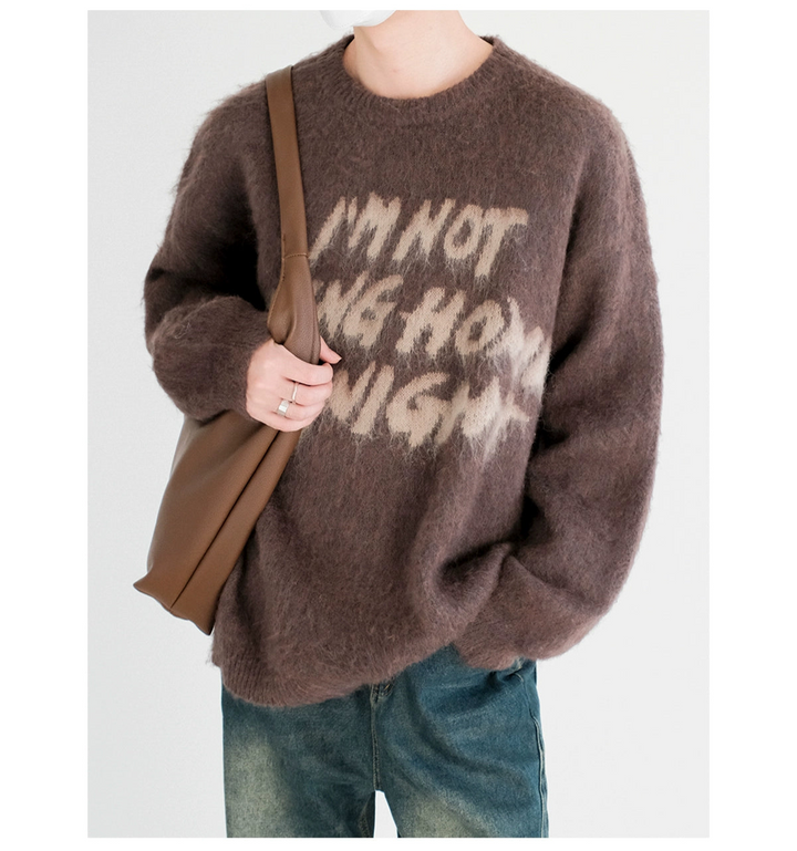 Mohair Knit Sweater with Lettering