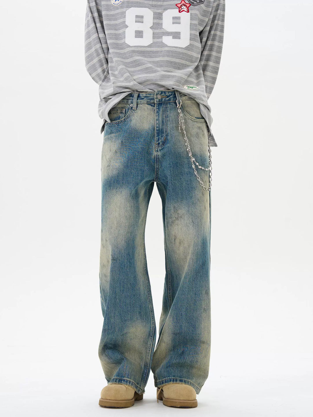 Loose-fit Ink-Splashed Jeans