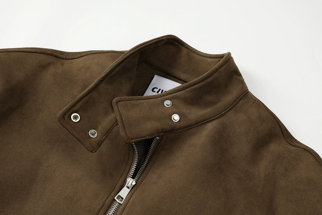 Button Cuffs Zip-Up Coat