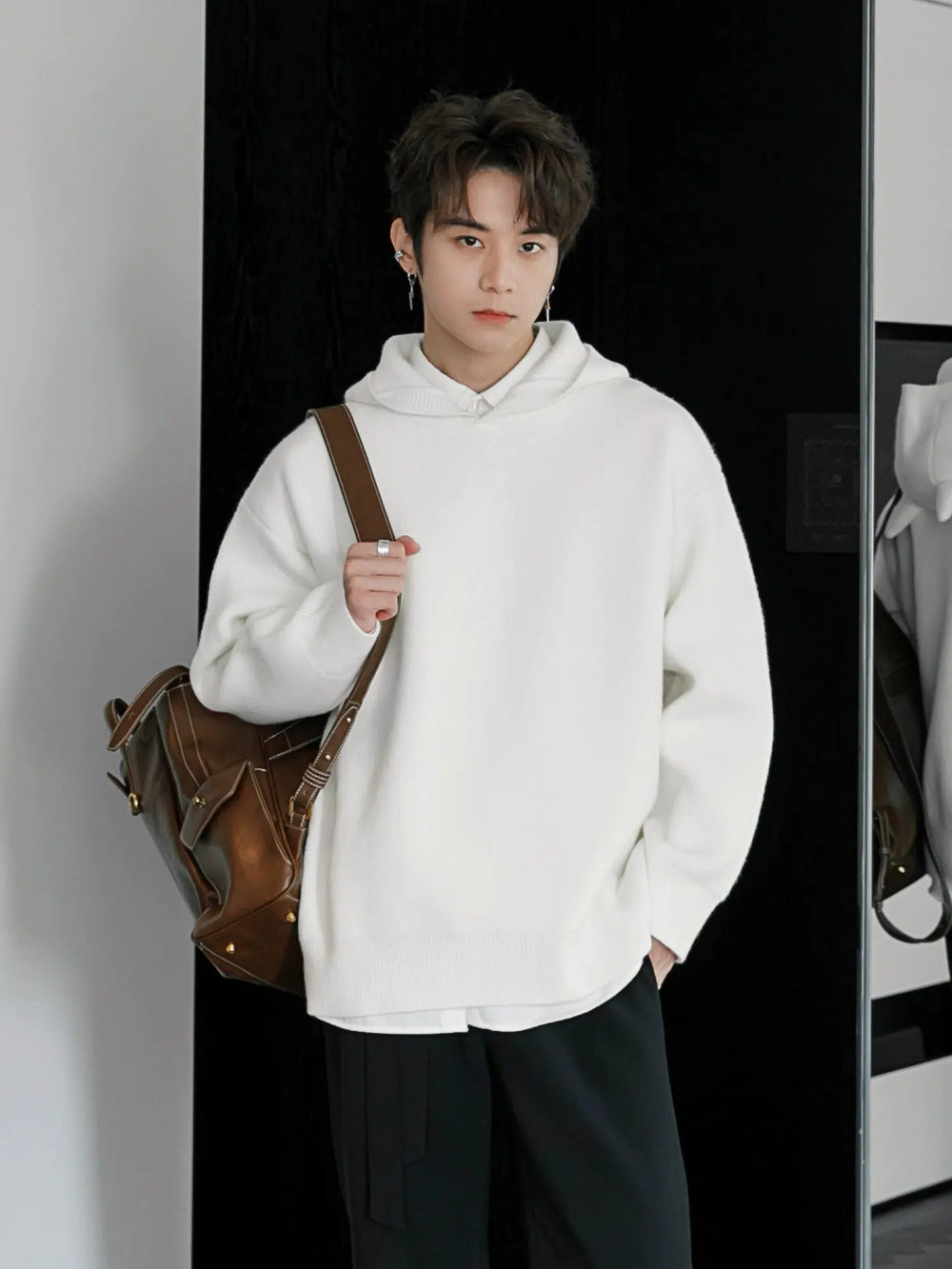 Horn Accent Hooded Knit Sweater-The Korean Fashion