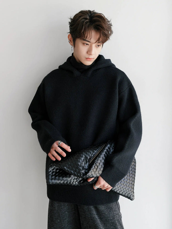 Horn Accent Hooded Knit Sweater-The Korean Fashion