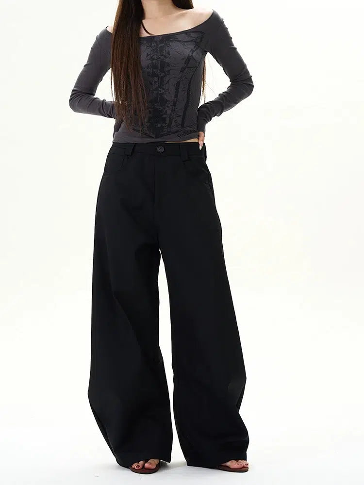 Wide-Leg Casual Scimitar Pants