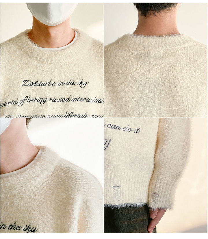 Lettered Mohair Knit Sweater