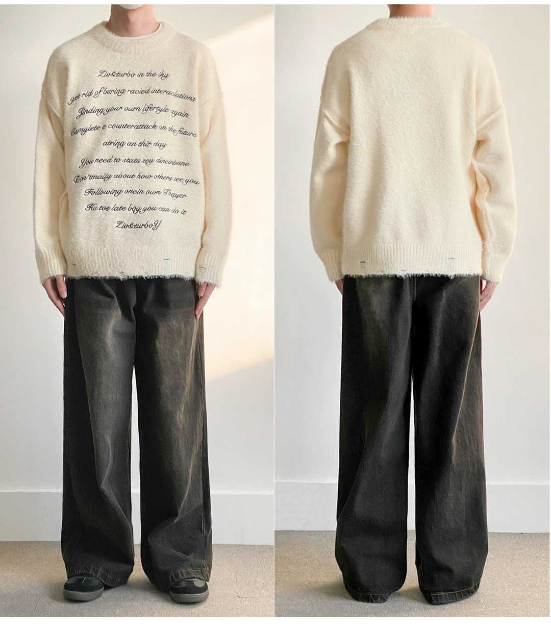 Lettered Mohair Knit Sweater