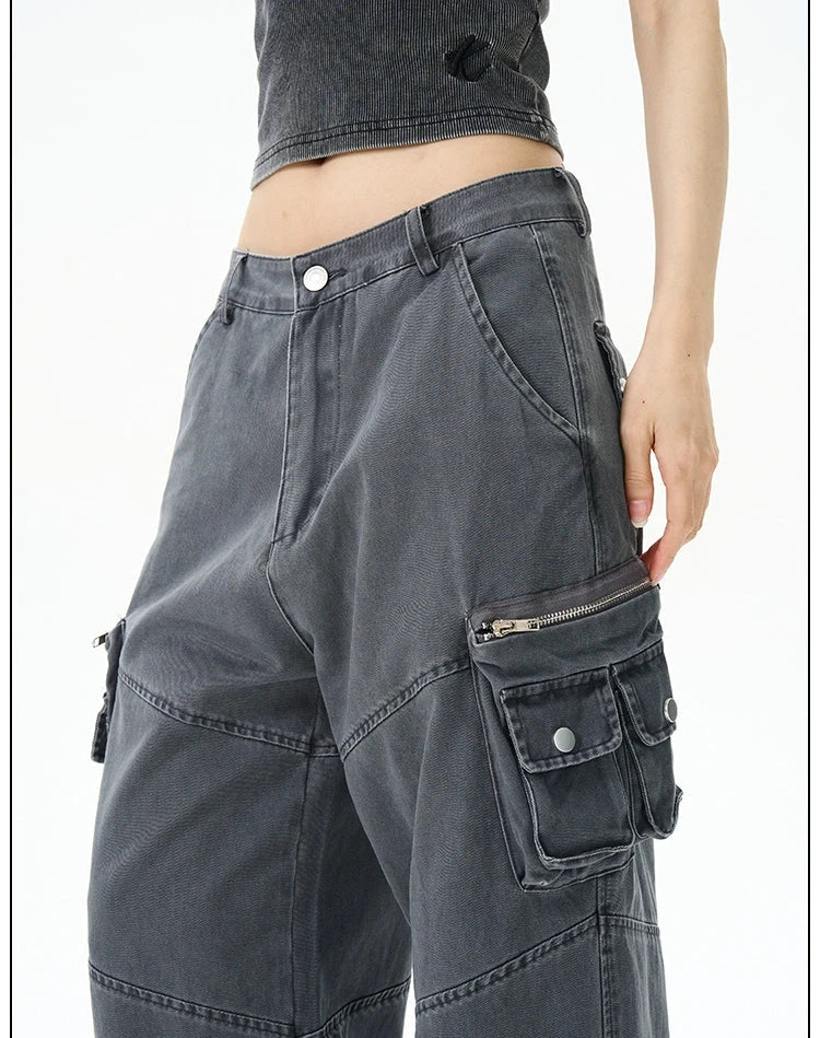 Retro Multi-Pocket Casual Pants