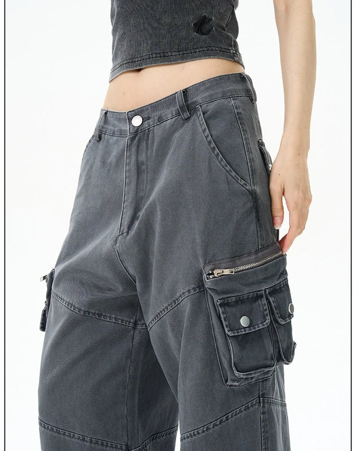 Retro Multi-Pocket Casual Pants