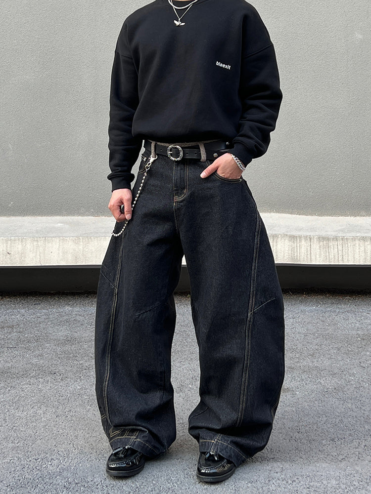 Denim Wide-Leg Baggy Pants