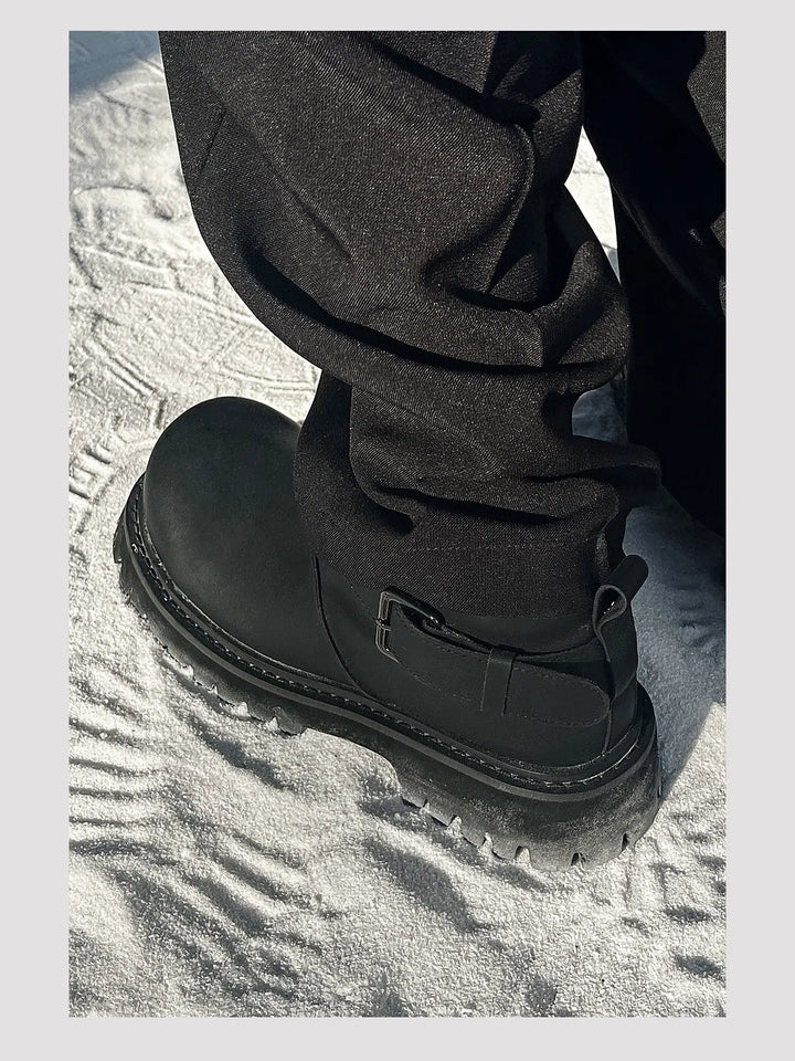 Velvet Lining Leather Snow Boots