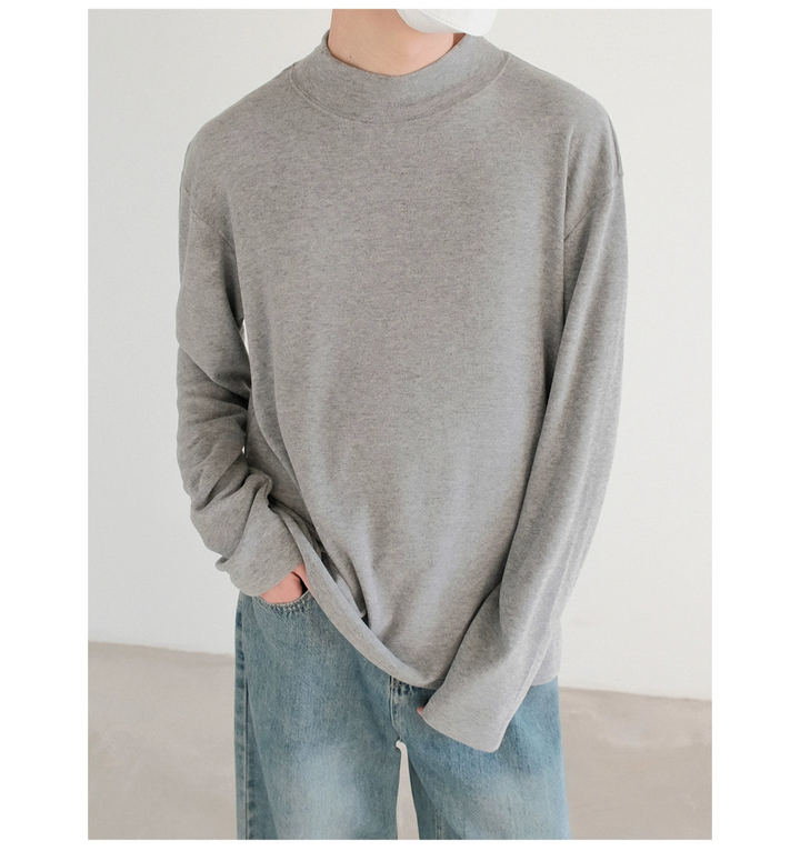 Flannel Half-High Collar Pullover