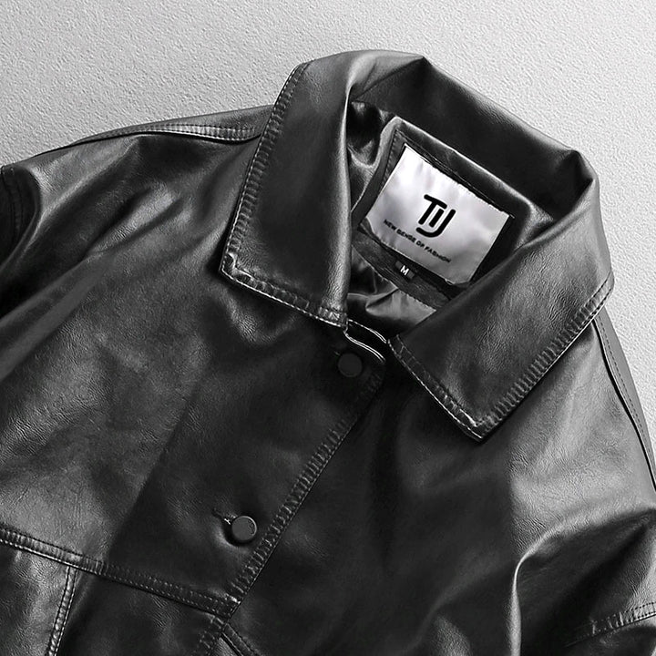 Basic Black PU Leather Jacket