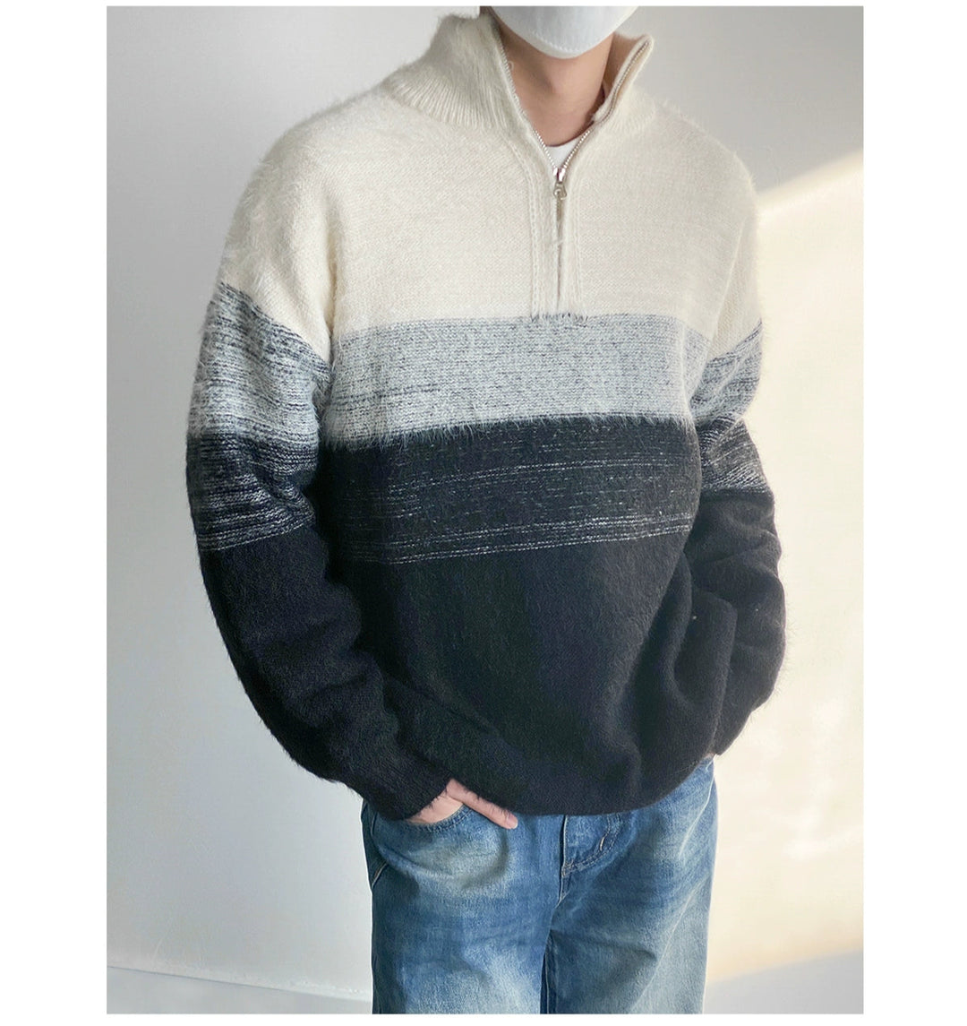 Stand Collar Mohair Knit Sweater