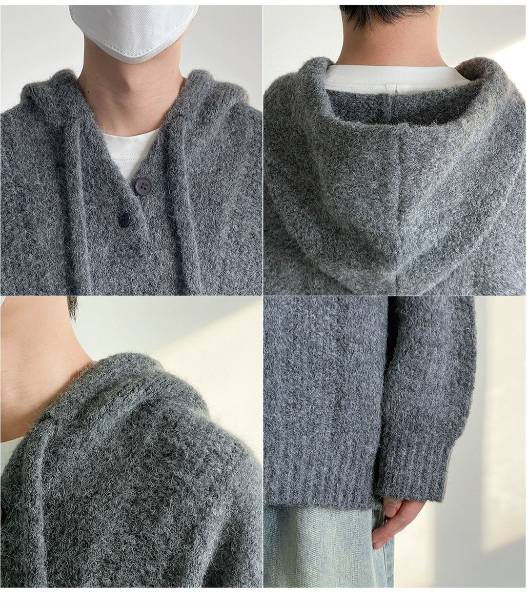 Velvet Hooded Knitwear Sweater