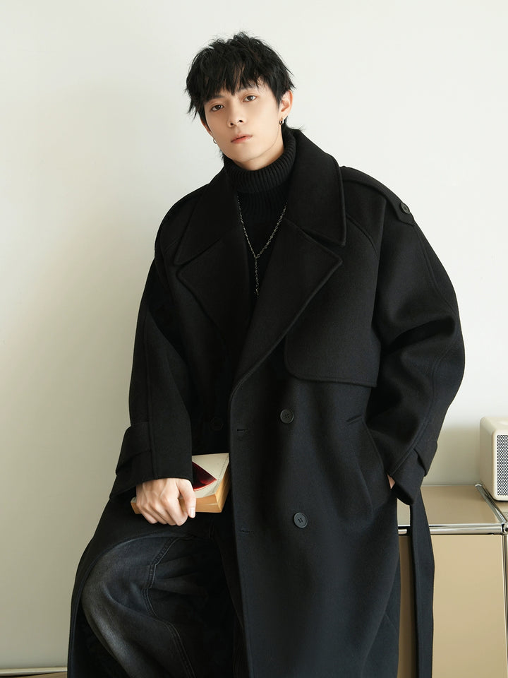 Loose Fit Mid-Length Woolen Coat