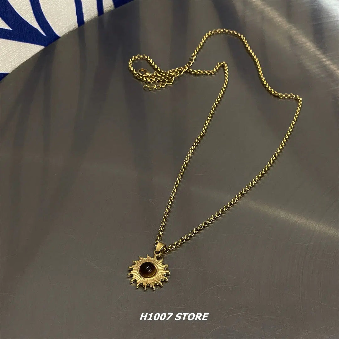 Gold Sun Pendant Necklace