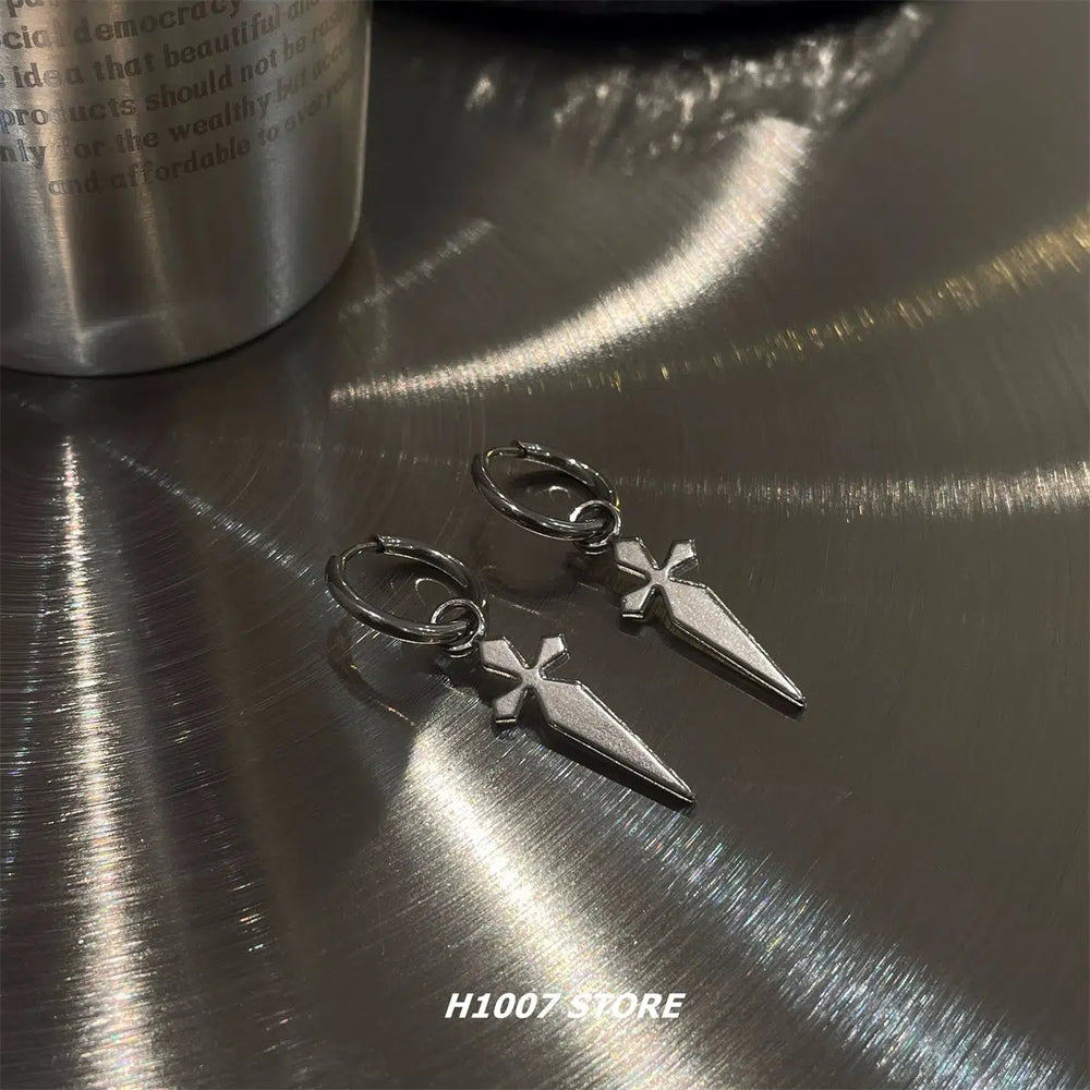 Titanium Steel Cross Earrings