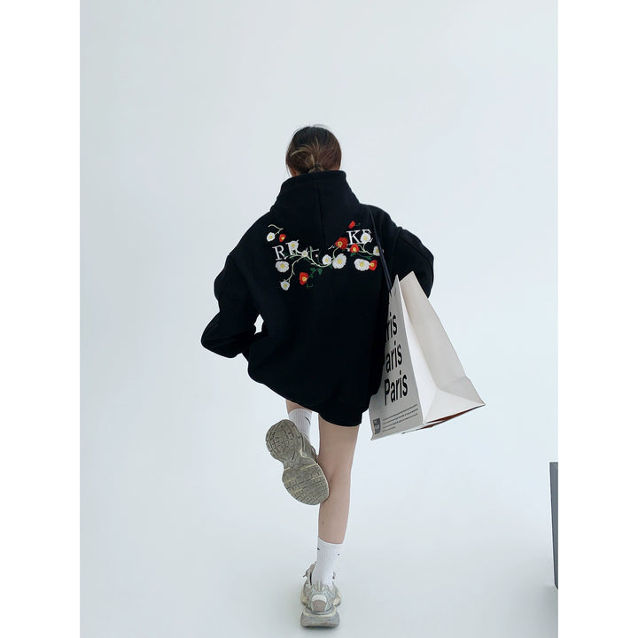 Oversized Embroidered Hooded Sweatshirt