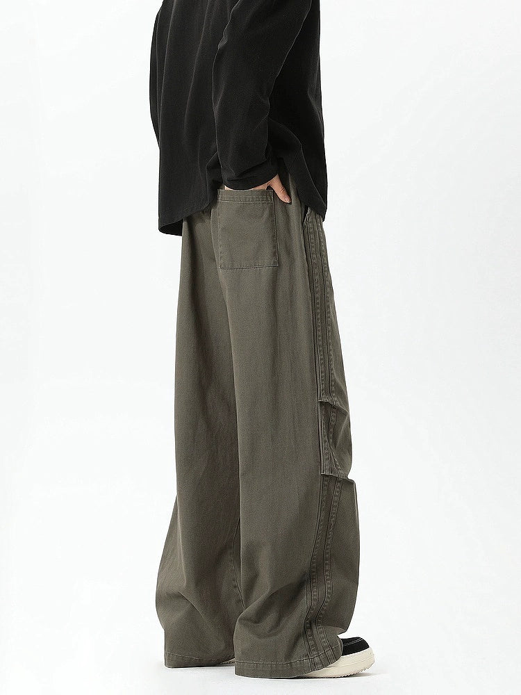 Wide-Leg Pleated Casual Pants