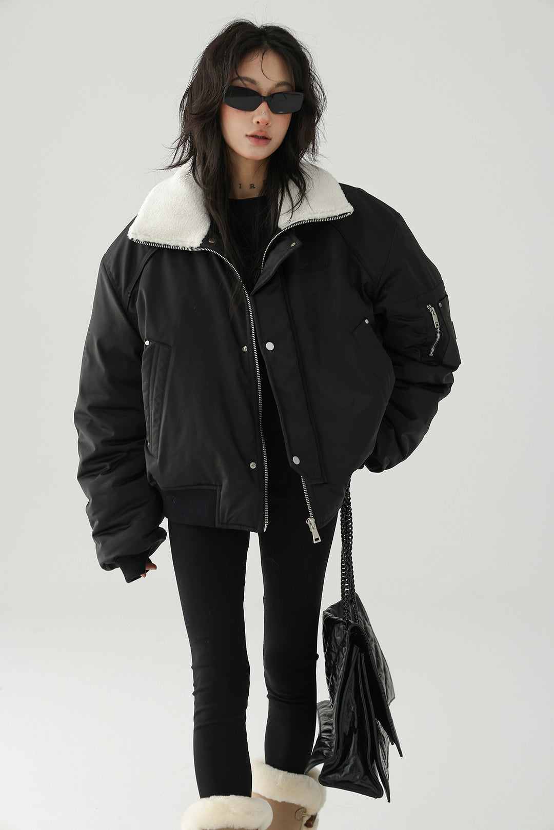 Retro Fur Collar Quilted Cotton Coat