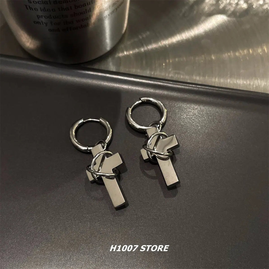 Titanium Steel Cross Earrings