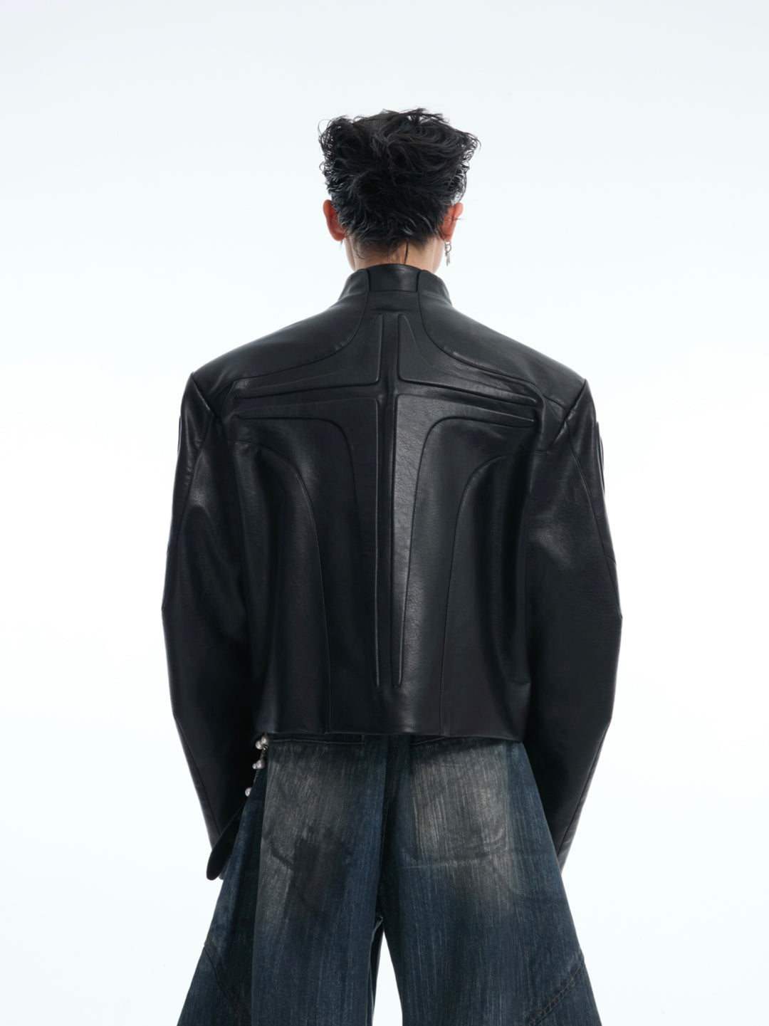 Motorcycle Stand Collar Leather Jacket