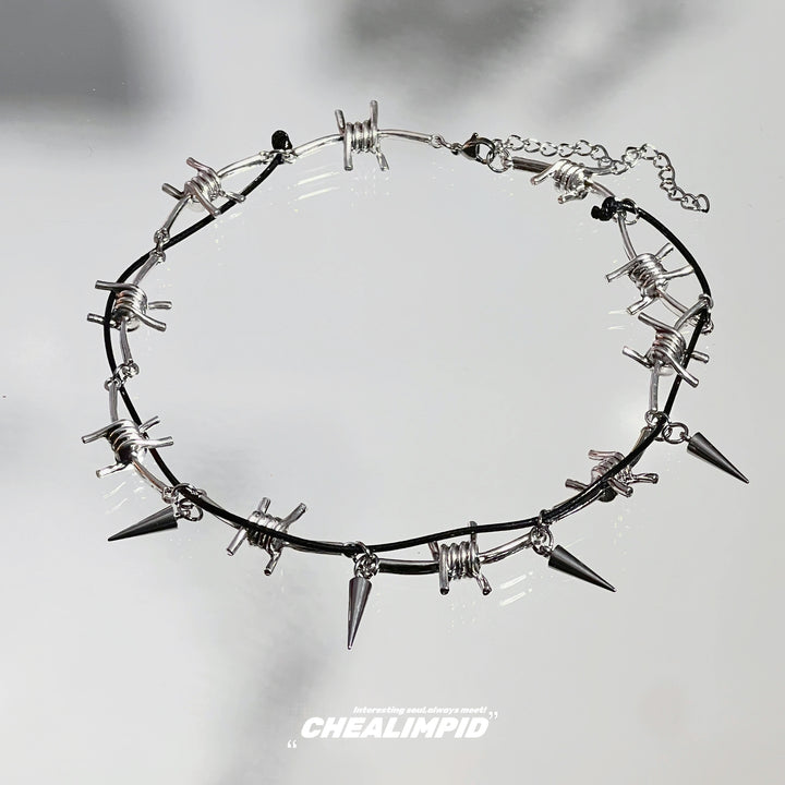 Punk Metal Rivet Clavicle Necklace444