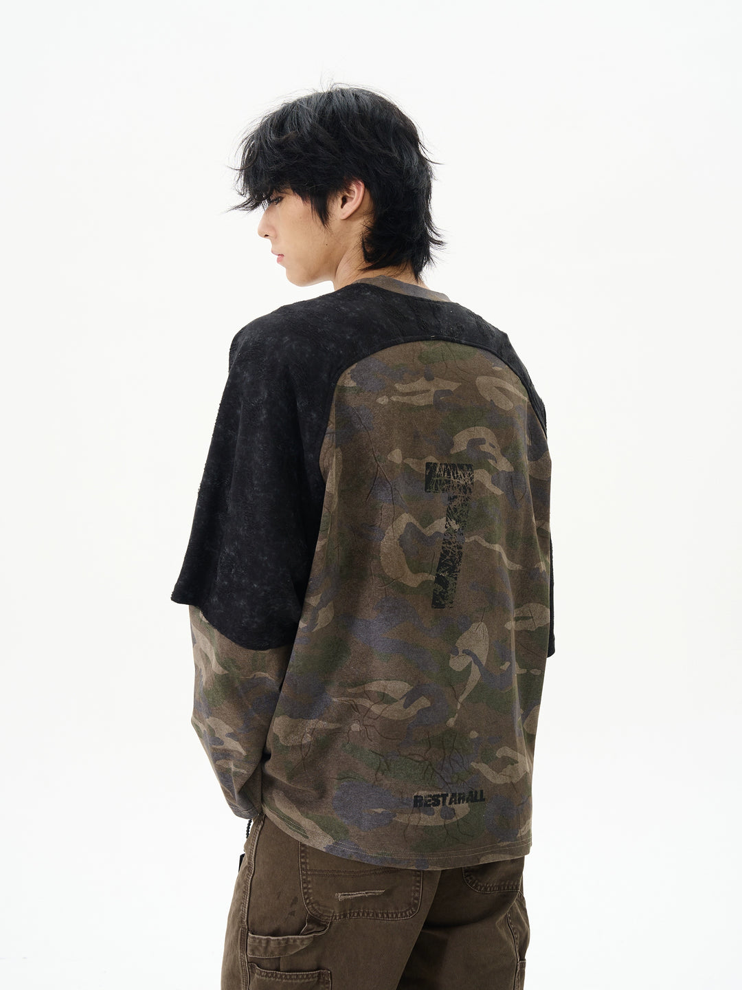 Camouflage Patchwork Long-Sleeve Pullover