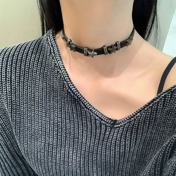 Leather Star Choker