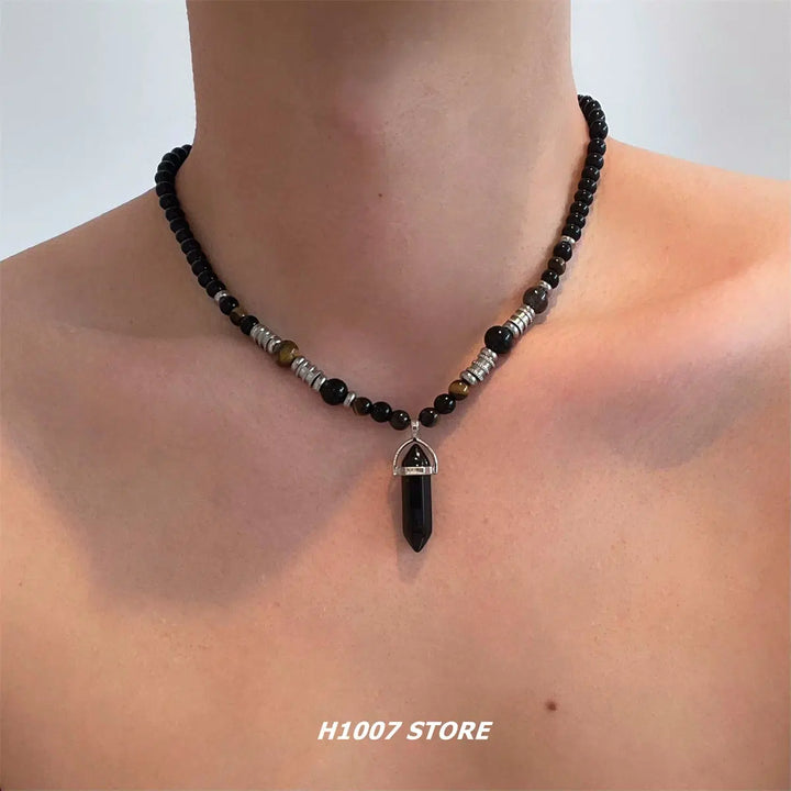 Black Crystal Pendant Necklace