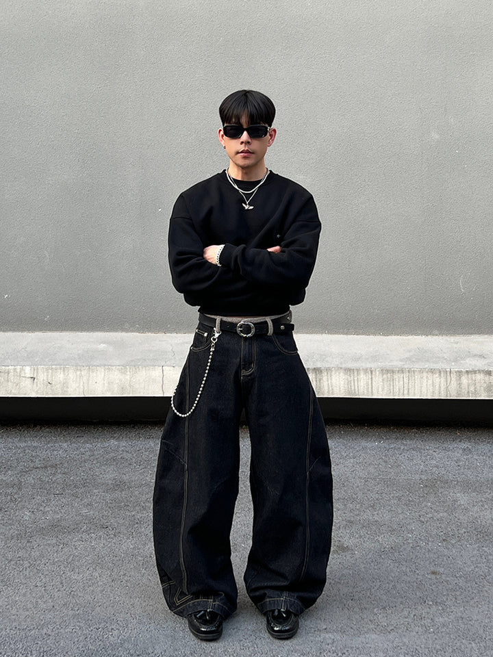 Denim Wide-Leg Baggy Pants