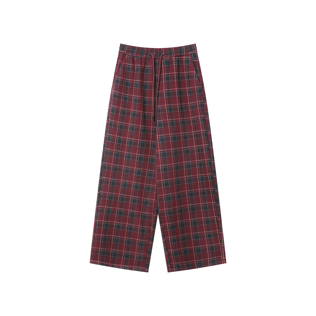 Retro Plaid Woolen Drawstring Pants