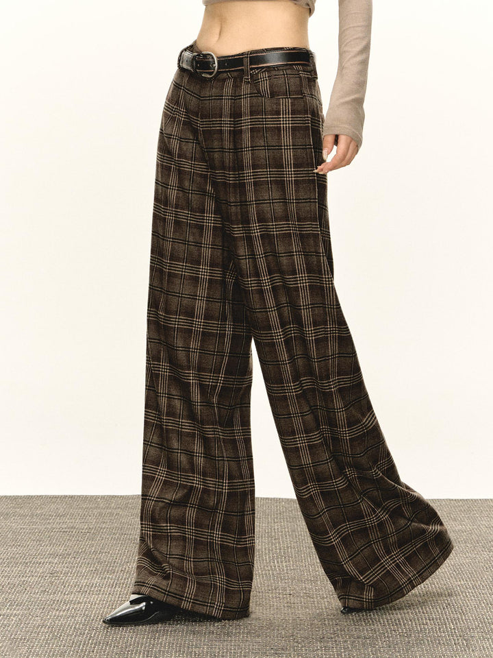 Plaid Loose Wide-Leg Casual Pants