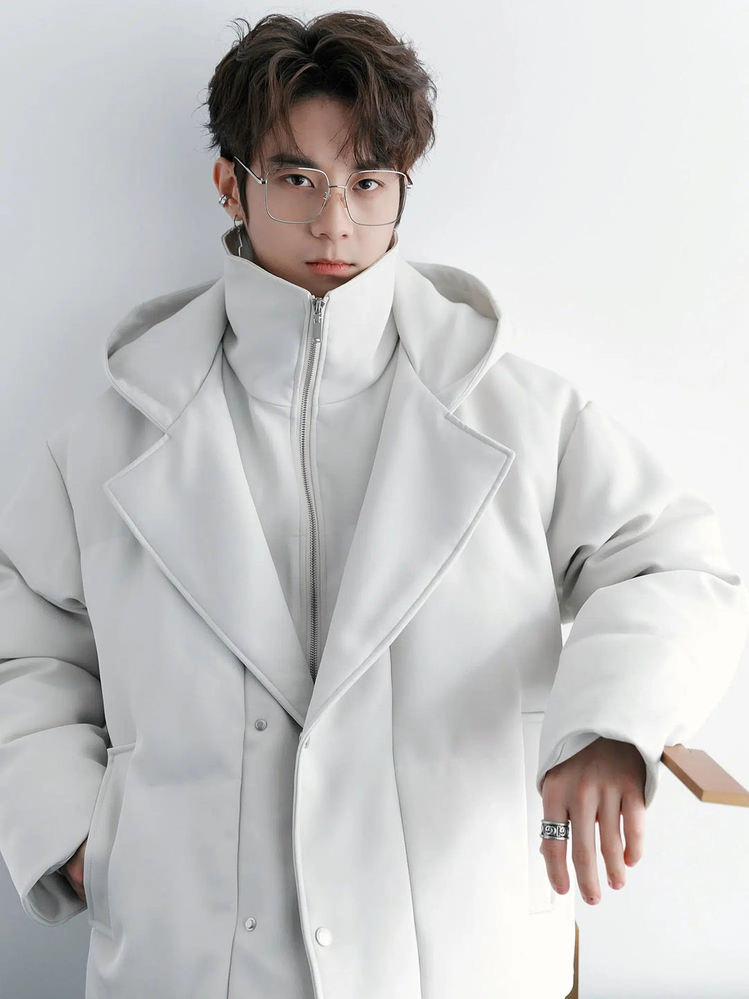 Stand Collar Hooded Insulated Jacket-The Korean Fashion