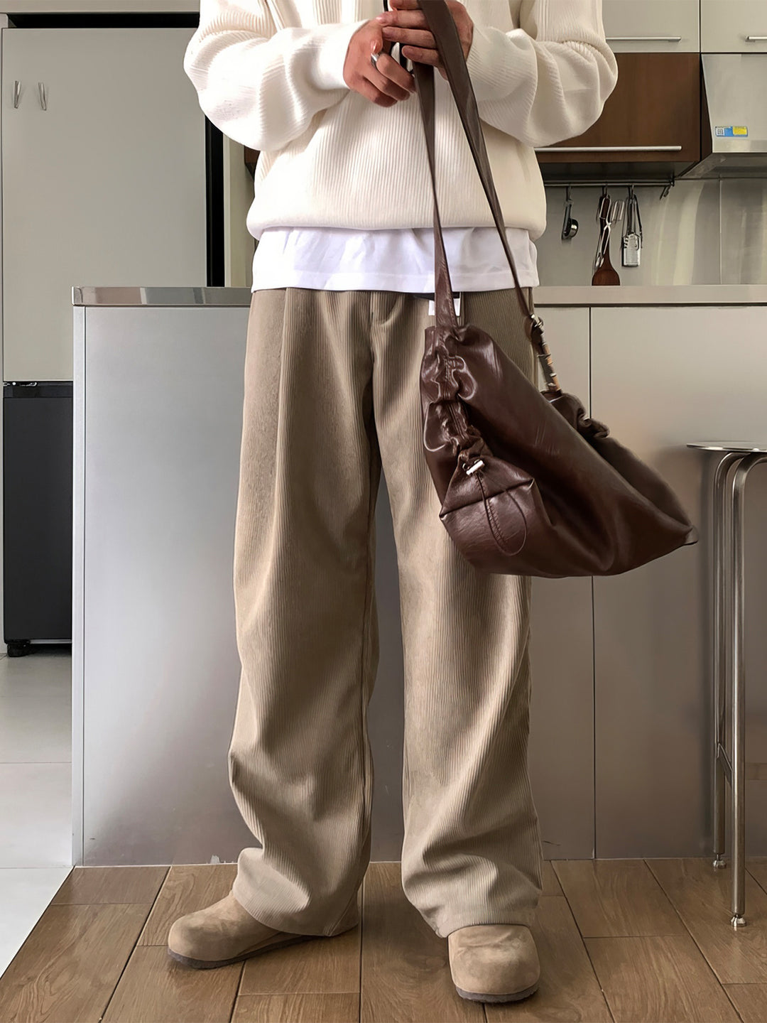 Corduroy Wide-Leg Casual Pants