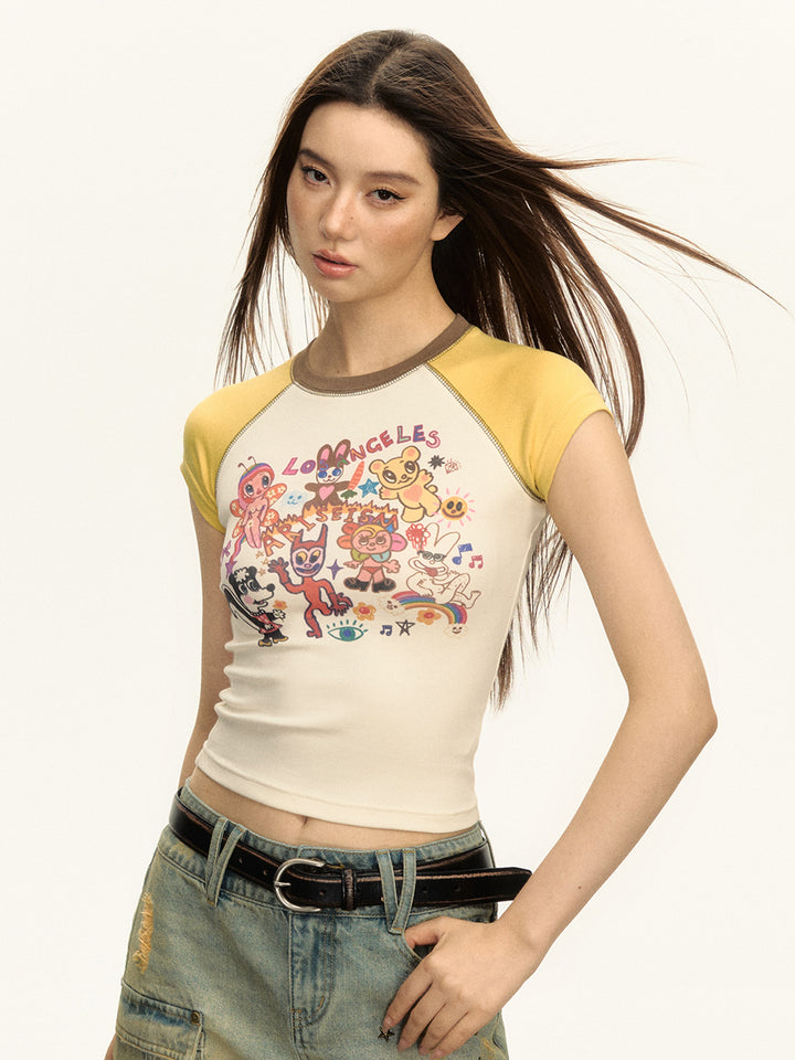 Retro Cartoon Illustration Short-Sleeve Top