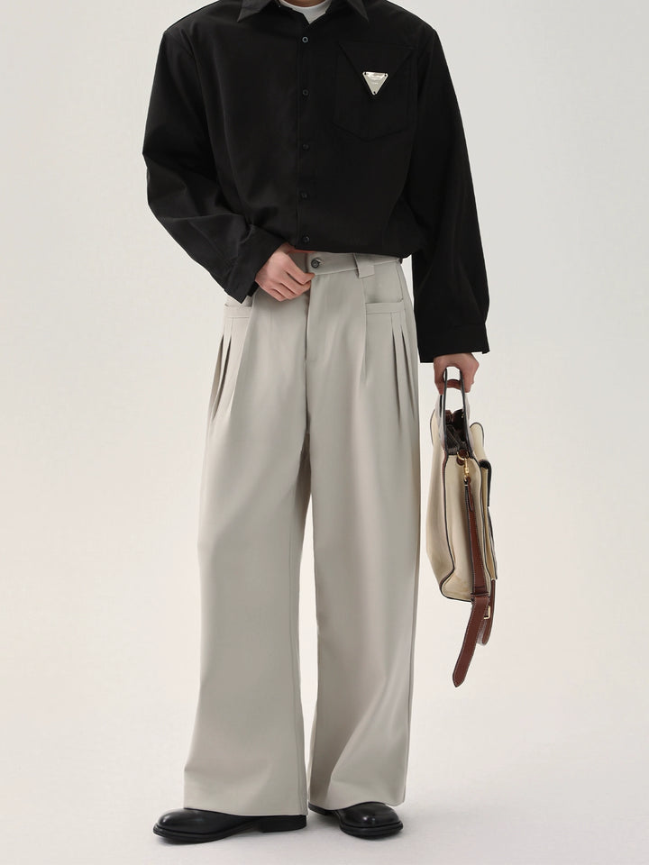 Loose-fit Wide-Leg Pleated Pants