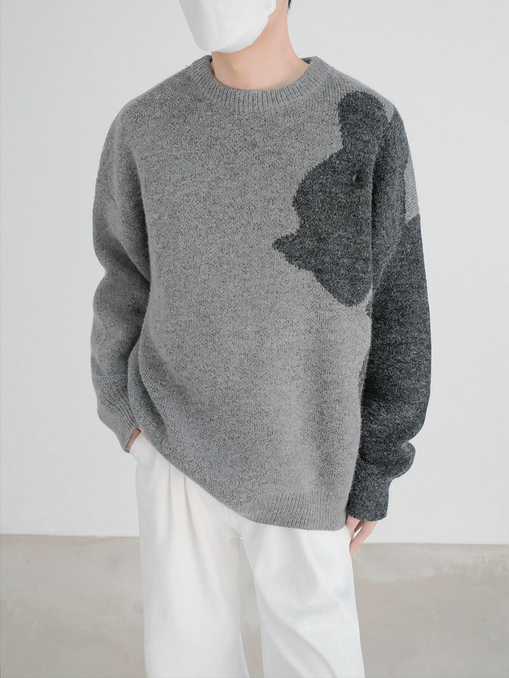 Round Neck Contrasting Knit Sweater