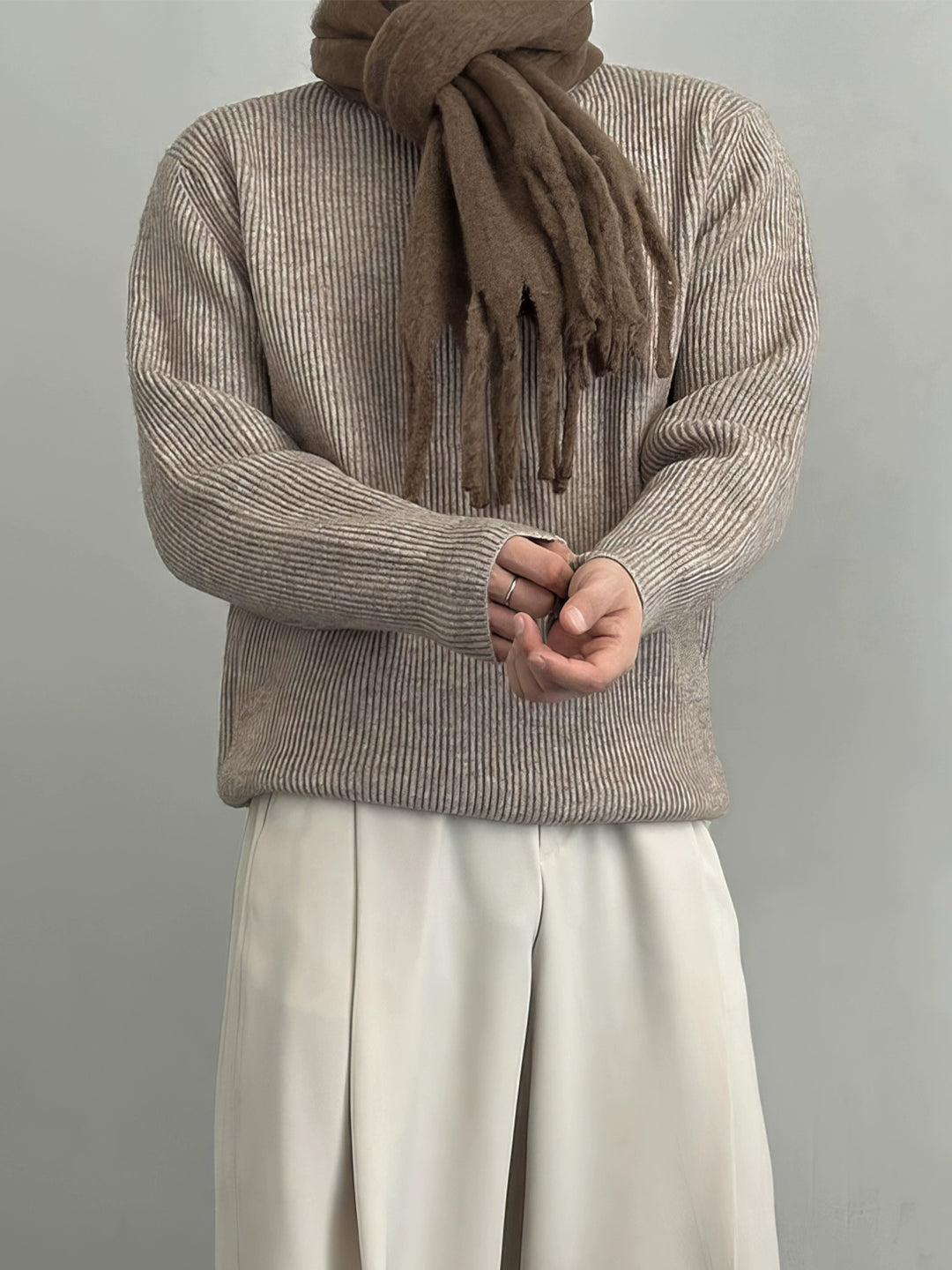 Ribbed Knit Half Turtleneck Sweater