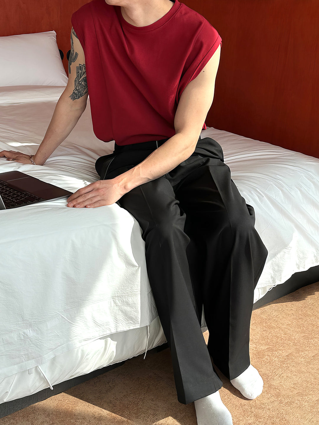 High Waist Straight-Leg Casual Pants