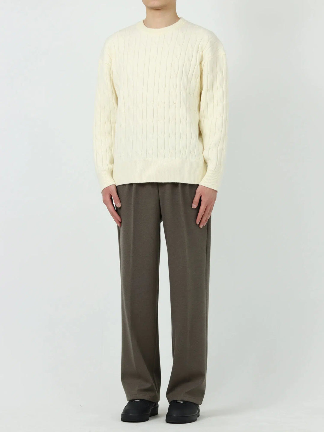 Wide-Leg Woolen Casual Pants-The Korean Fashion