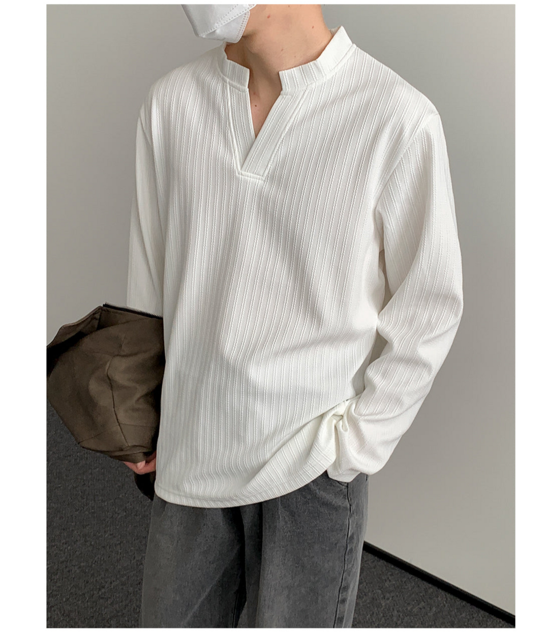 Y-Collar Long-Sleeve Pullover