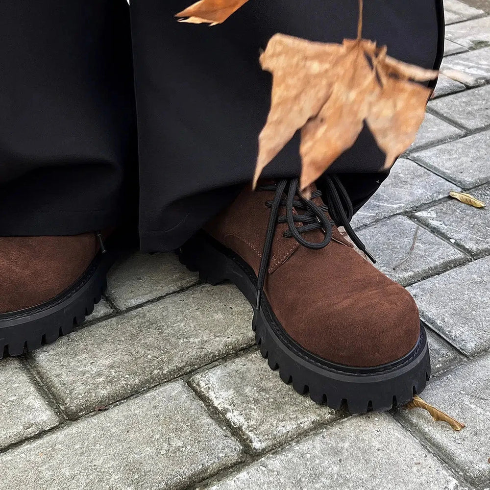 Casual Suede Thick-Soled Derby Shoes-The Korean Fashion